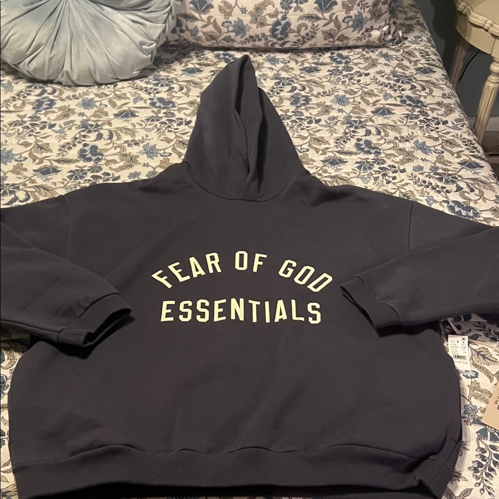 NWT Fear of God Essentials blue hoodie size xxl